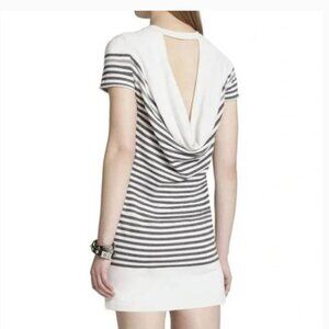 BCBG Maxazria Striped Low Back Dress Size XS Short Sleeve Mini Cream Black